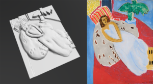 Adaptation en relief 3D de la peinture de Matisse, la femme en blanc